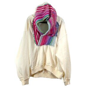 Free People February Hoodie Sweatshirt Ivory Large Pre-Loved